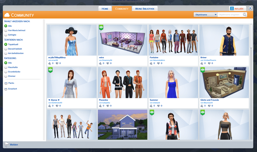 Sims4 Downloads Galerie Community Seite